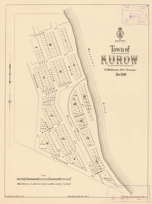 Town of Kurow / G. Mackenzie, Dist. Surveyor, Dec. 1880 ; W.J. Percival Lith. 12.4.81.