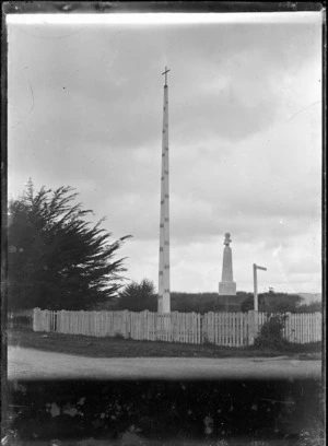 The Jubilee Pole, and the Te Rauparaha Monument, at Otaki