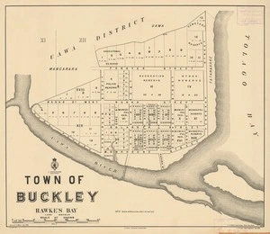 Town of Buckley, Hawke's Bay land district [electronic resource] / drawn by C.G. Maher, July 1909 ; T.N. Brodrick, chief surveyor, Hawke's Bay District ; J.W. Davis, chief draughtsman, Head Office.