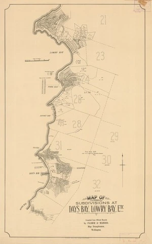 Map of subdivisions at Day's Bay, Lowry Bay, etc. [electronic resource] / compiled from official records by Palmer & Mahood.