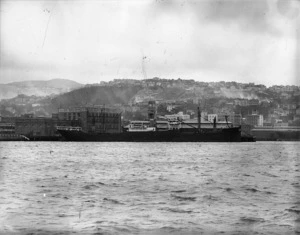 Unidentified ship, at a Wellington wharf