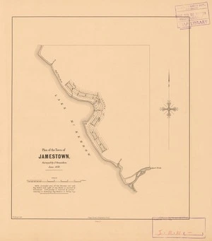 Plan of the town of Jamestown [electronic resource] / surveyed by J. Strauchon, June, 1870 ; W. Spreat, Lith.