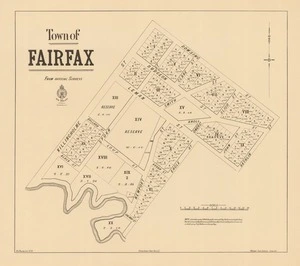 Town of Fairfax [electronic resource] : from official surveys / W.J. Percival, Lith. ; W. Arthur, Chief Surveyor, Otago Dist.