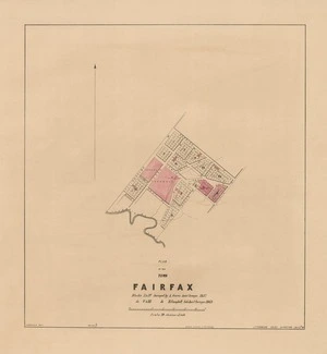 Plan of the town Fairfax [electronic resource] blocks I to IV surveyed by A. Garvie, Assist. Surveyor, 1857, [blocks] V to XII [surveyed by] E. Campbell, Sub-Assist. Surveyor, 1863; J. Douglas, delt.