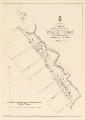 Plan of Macetown [electronic resource] / surveyed by E.H. Wilmot, Jan. 1878.