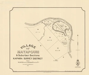 Village of Matapouri & suburban sections, Kapara Survey District [electronic resource] / surveyed by G.H. Bullard, W. Gordon, del.