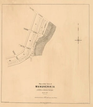Plan of the town of Manuherikia [electronic resource] / A.D. Wilson, district surveyor, March 1872.