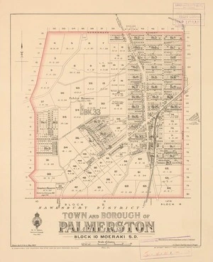 Town and borough of Palmerston [electronic resource] : Block 10, Moeraki S.D / drawn by S.A. Park, May 1922 ; M. Crompton-Smith, chief draughtsman.