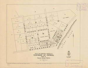 Town and suburb sections in township of Pipiroa, Block X, Thames Survey District [electronic resource].