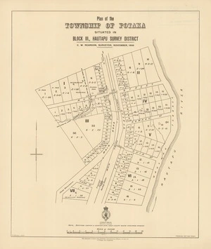 Plan of the township of Potaka situated in Block III, Hautapu Survey district [electronic resource] / C.W. Reardon, Surveyor, November 1898.