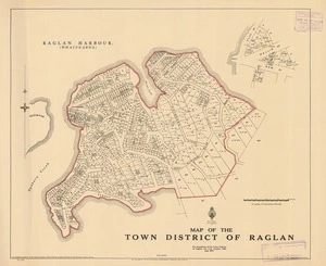 Map of the town district of Raglan [electronic resource] / H.M. Skeet, Chief Surveyor, Auckland.