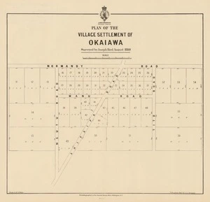 Plan of the village settlement of Okaiawa [electronic resource] / surveyed by Joseph Bird, August 1880 ; drawn by R.G. Begley.
