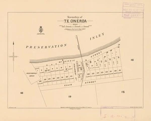 Township of Te Oneroa [electronic resource] / J.W. Spence, surveyor, Sept. 1897 : R.J. Crawford, Delt.