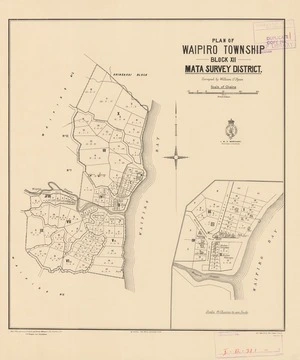 Plan of Waipiro Township [electronic resource] : block xii : Mata survey district / surveyed by William O'Ryan ; drawn by G. Duncan.