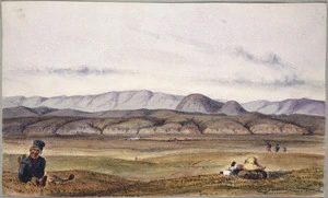 [Mantell, Walter Baldock Durrant] 1820-1895 :Messieurs Wills & Warekorari looking at The Mayor, Pohowaikawa - Waikawa. Nov 9 1848. Alias of Elephant.