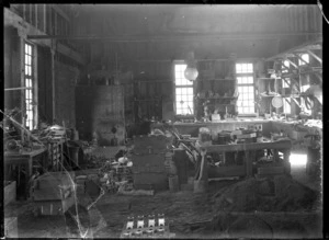 Petone Railway Workshops. Interior view of the Brass Foundry.