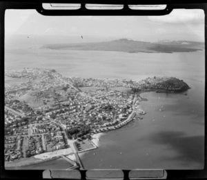 Devonport, North Shore, Auckland, including housing and Rangitoto Island in the background