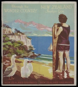 Davis, Stanley, 1893-1938 :Through the wonder country, New Zealand invites you / New Zealand Railways. [1924].