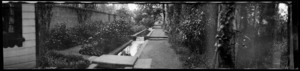 Landscaped garden with elevated waterways in the grounds of `Fernside' near Featherston