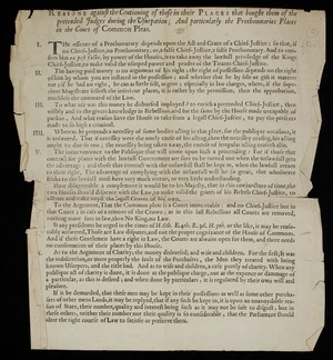 Reasons against the continuing of those in their places that bought them of the pretended judges during the usurpation; and particularly the Prothonotaries Places in the court of common pleas.