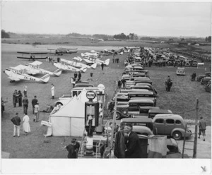 Aeroplanes and parked cars at the North Island Air Pageant, Bell Block Airport, New Plymouth
