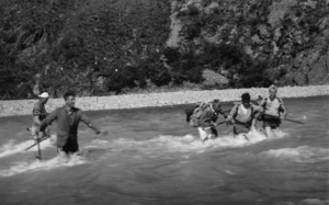 Group crossing the Lake Stream