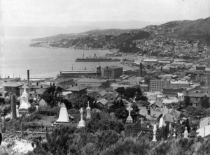 Looking east over Wellington city from the Mount Street Cemetery