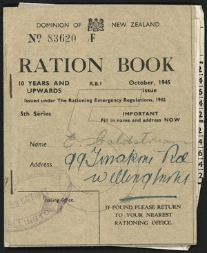 Coldstream, E, fl 1945 : Ration book