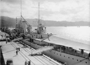 HMS Achilles at Aotea Quay, Wellington