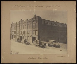 Wellington wool stores, New Zealand Loan & Mercantile Agency Co Ltd - Photograph taken by Muir & MacKinlay