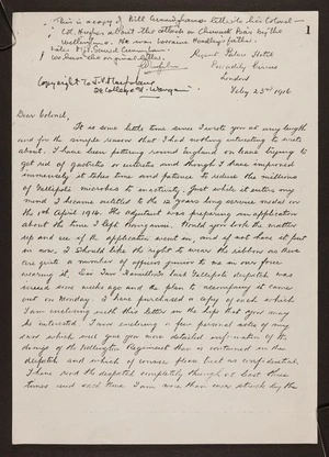 Hughes, Robert (Colonel), 1855-1944: Letter from W H Cunningham