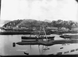 Wharves at Port Chalmers with the S.S. Poherua