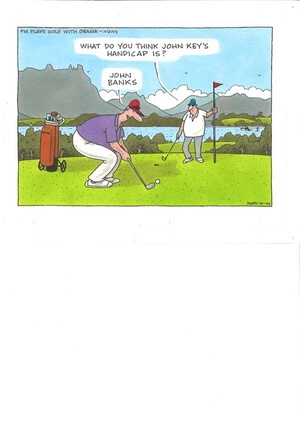 Clark, Laurence, 1949- :Key plays golf with Obama. 11 January 2014