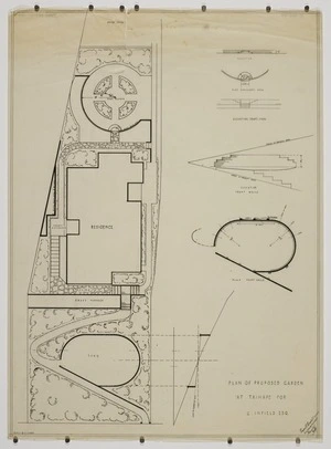 Buxton, Trevor Sidney, 1901-1948 :Plan of proposed garden at Taihape for C Infield Esq. [1932-1948]