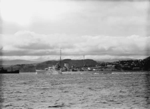 HMS Achilles in Wellington Harbour