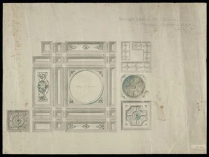 Fullford & Smith (Firm, Wellington) :Proposed design for ceiling of Banking Chamber NBNZ [ca 1906?].