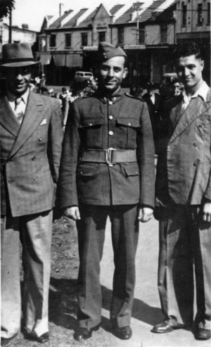 George Loizou with Cypriot friends in Wellington, while serving with the New Zealand armed forces