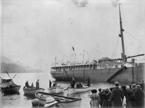 Bringing in passengers from the wreck of the Waikare