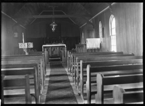 Interior of a church at Puketeraki, ca 1925