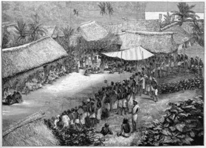 Artist unknown :A missionary meeting at Fiji [London? Publisher unknown, 1870s?]