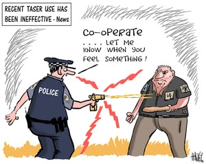 Recent taser use has been ineffective - News. "CO-OPERATE ... let me know when you feel something!" 21 July 2010