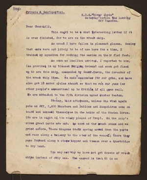 Josiah C Wedgwood - Letter to Winston Churchill