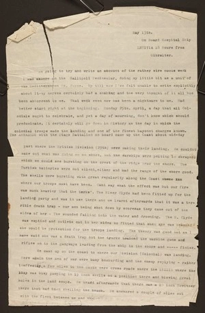 Duncan, Cecil Harold, 1885-1954: Letter re Gallipoli