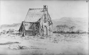 Haylock, Arthur Lagden, 1860-1948 :Church at Wairoa, 1882.