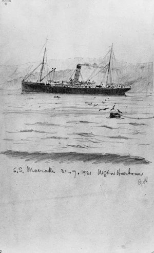 Haylock, Arthur Lagden 1860-1948 :S S Moeraki 31.7.1921. Wgtn Harbour