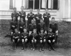 Football team, W E Atkinson's school, Wanganui