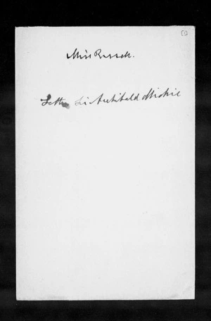 Letter from Sir Archibald Michie