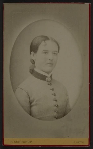 Schourup, Peter, 1837-1887: Portrait of unidentified woman