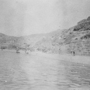 View of the beach at ANZAC Cove from the sea.