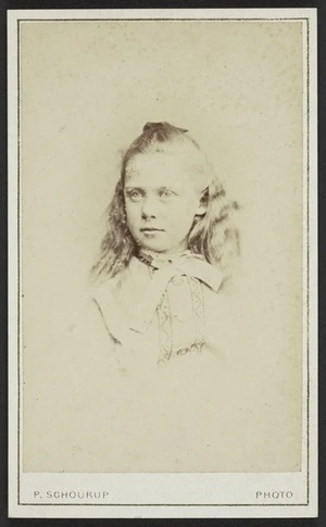 Schourup, Peter, 1837-1887: Portrait of unidentified young woman